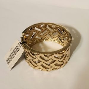 Gold Tone Cuff Stretch Bracelet by Gennaro